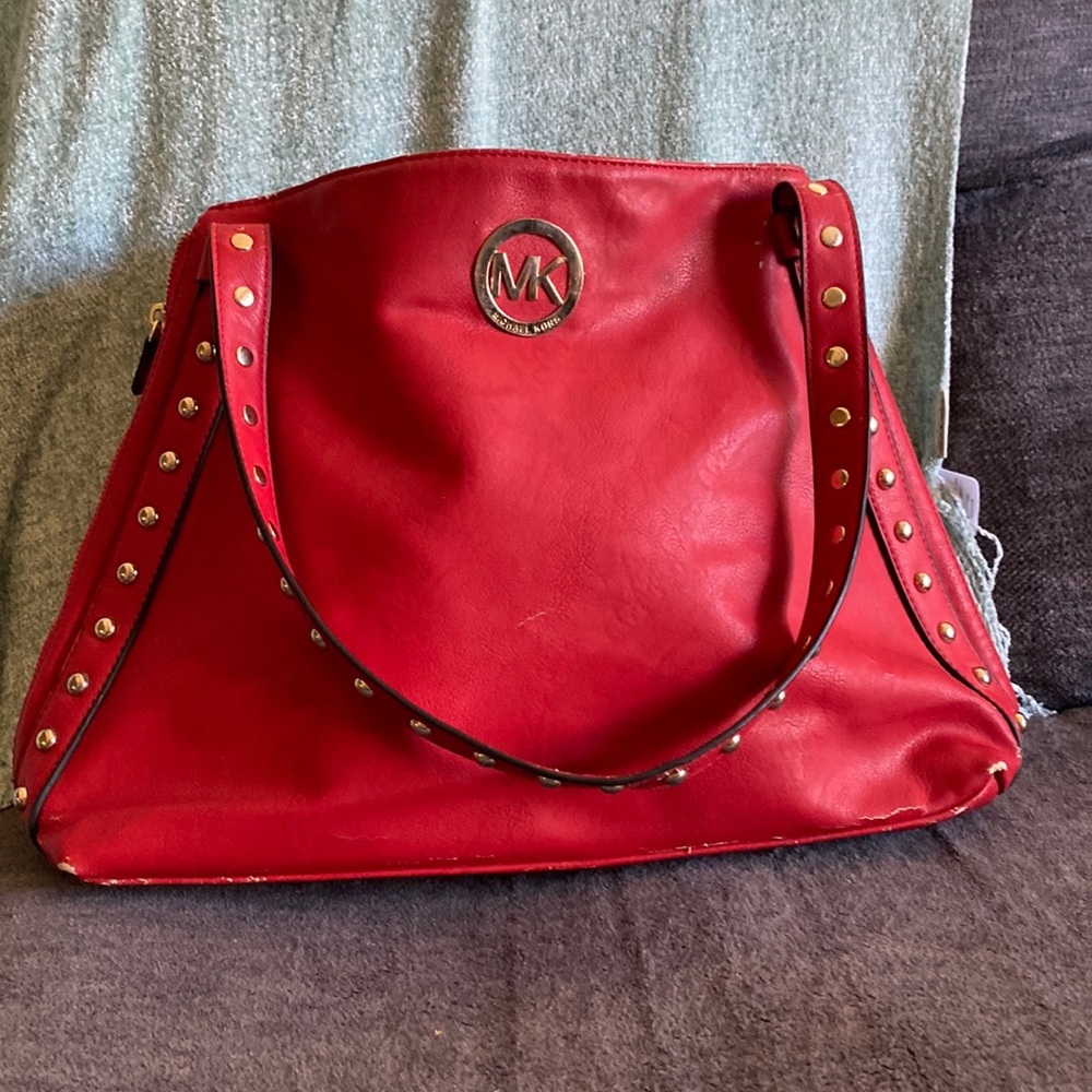 Red Studded Michael Kors Purse/Tote.